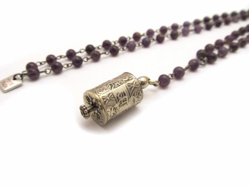 Amethist ketting met tibetaanse tube3