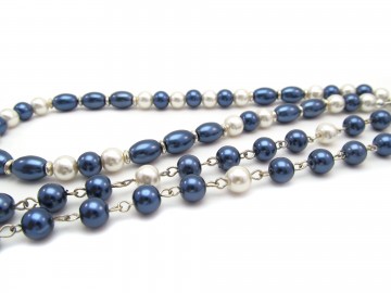 Badge ketting blue pearl