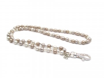 Badge ketting champagne pearl