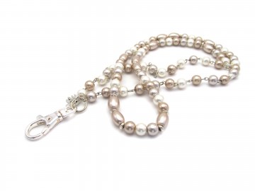 Badge ketting champagne pearl