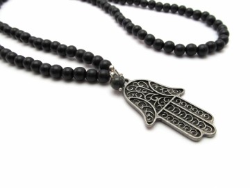 Zwarte Ketting hamsa hand