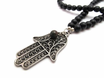 Zwarte Ketting hamsa hand