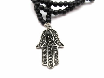 Zwarte Ketting hamsa hand