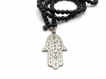 Zwarte Ketting hamsa hand