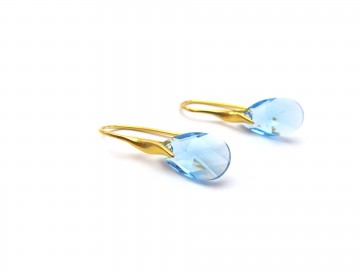 Oorbellen swarovski aqua goud