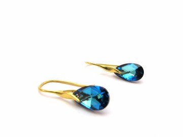Oorbellen"Swarovski® Berm blue"goud