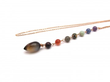 Chakra hanger rose goud agaat