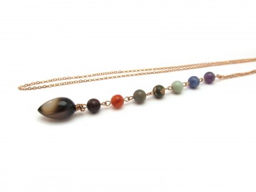 Chakra hanger rose goud agaat