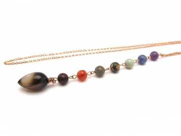 Chakra hanger rose goud agaat