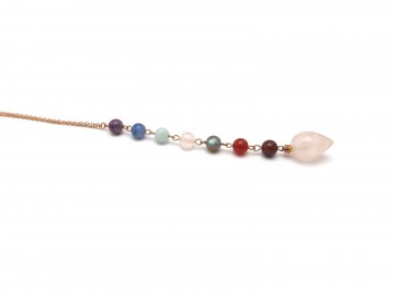 Chakra hanger rose goud rosequartz