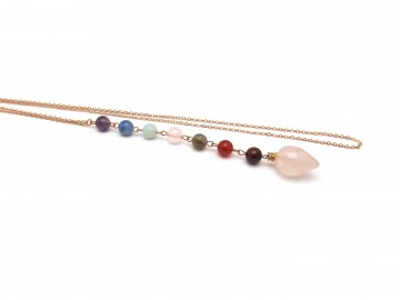 Chakra hanger rose goud rosequartz