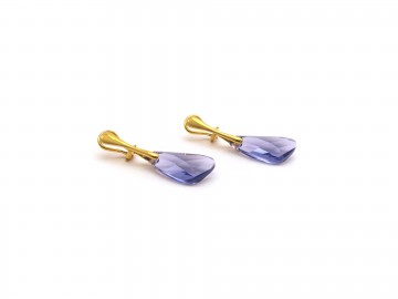 Clipoorbellen goud swarovki wing Tanzanite