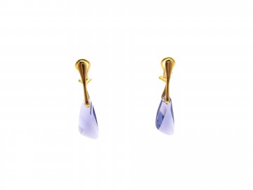 Clipoorbellen goud swarovki wing Tanzanite