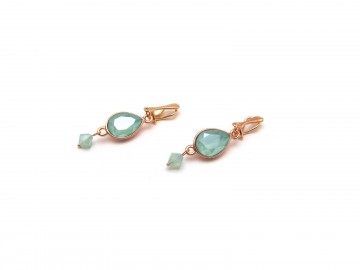 Clipoorbellen swarovski rosegoud green