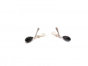 Clipoorbellen swarovski zilver jetblackpegel