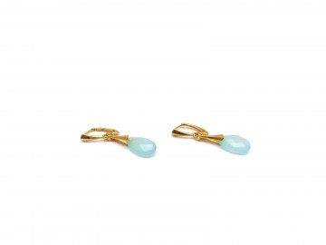 Edelsteen aquamarijn onyx oorbellen