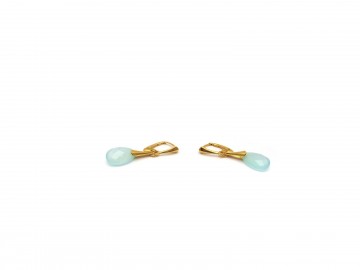 Edelsteen aquamarijn onyx oorbellen