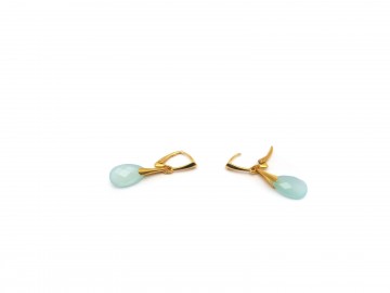 Edelsteen aquamarijn onyx oorbellen
