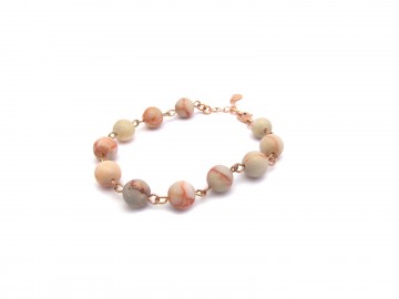 Edelsteen armband grijs roze agaat