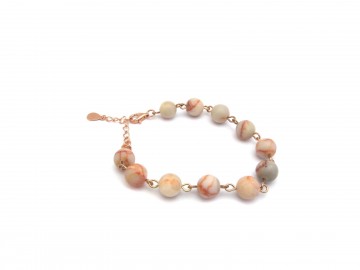 Edelsteen armband grijs roze agaat