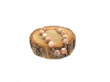 Edelsteen armband roze marmer rozegoud