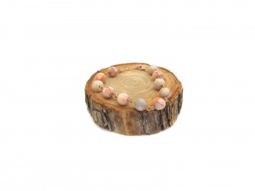 Edelsteen armband roze marmer rozegoud