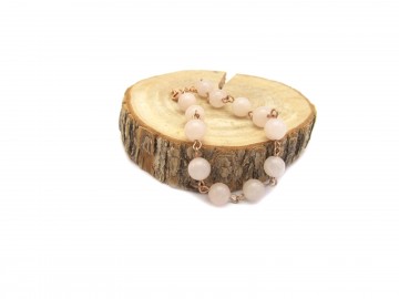 Edelsteen armband roze quatrz roze goud