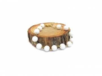 Edelsteen armband witte onyx goud2