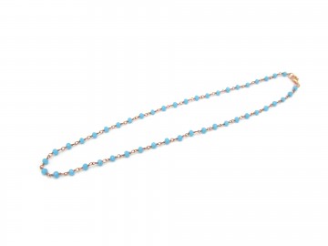 Edelsteen ketting blauwe chalcedoon rose