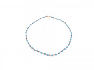 Edelsteen ketting blauwe chalcedoon rose