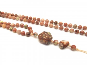 Edelsteen ketting coral red cotton