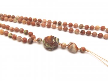 Edelsteen ketting coral red cotton