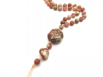 Edelsteen ketting coral red cotton