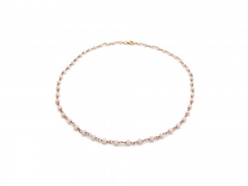 Edelsteen ketting witte chalcedoon rose