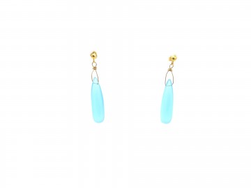 Edelsteen oorbellen aqua quartz goud