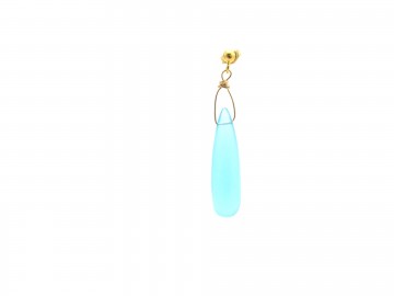 Edelsteen oorbellen aqua quartz goud