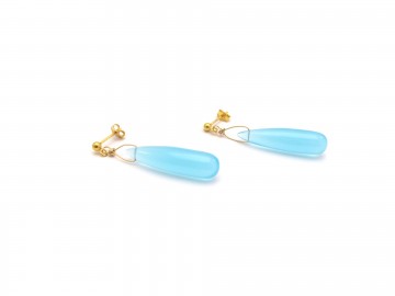 Edelsteen oorbellen aqua quartz goud