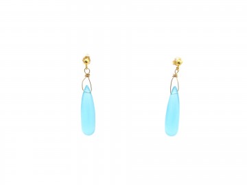 Edelsteen oorbellen aqua quartz goud