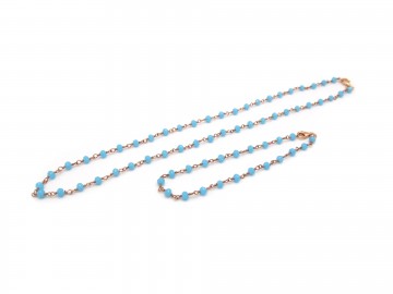 Edelsteen set blauwe chalcedoon rose