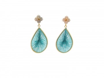 Gehaakte oorbellen aqua green groot