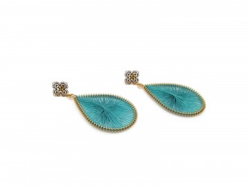 Gehaakte oorbellen aqua green groot