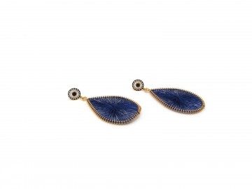 Gehaakte oorbellen donker kobaltblauw groot