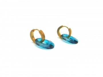 Gouden creool aqua swarovski