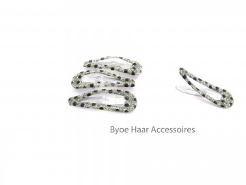 Haar clip glitter zilver  luipaard