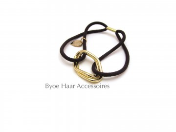 Haar elastiek bruin goudclip