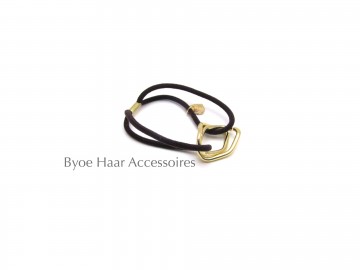 Haar elastiek bruin goudclip