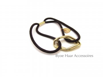 Haar elastiek bruin goudclip