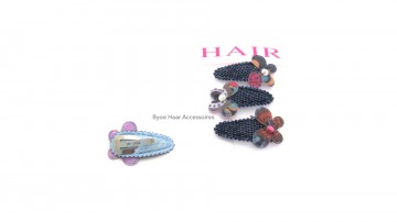 Haar speldje jeansblue oranje bruin3a