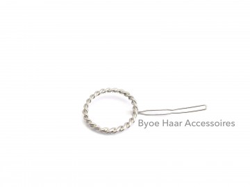 Haarspeld gevlochten cirkel zilver
