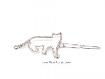 Haarspeldje poes zilver